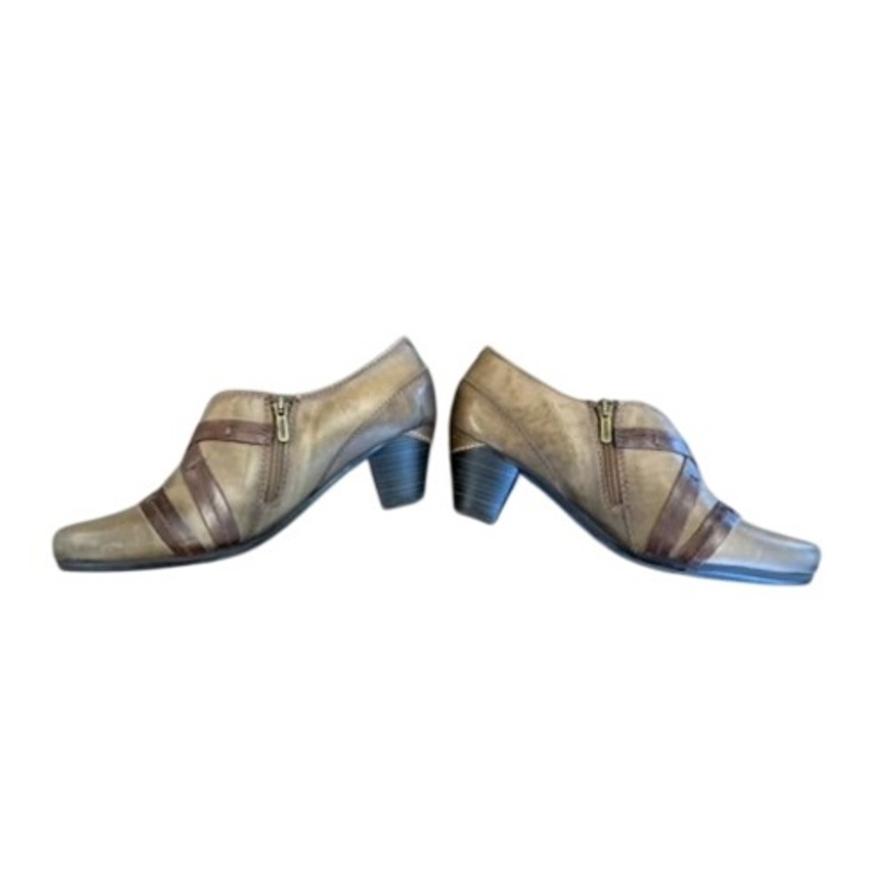 Pikolinos Brown Leather Strap Ankle Booties Side Zip Block Heel 38 (7)‎ Comfy